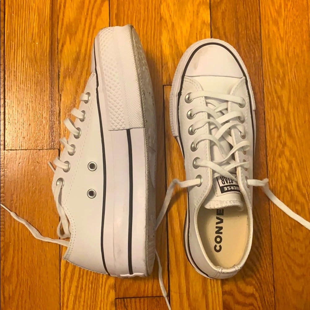 White Leather Platform Converse